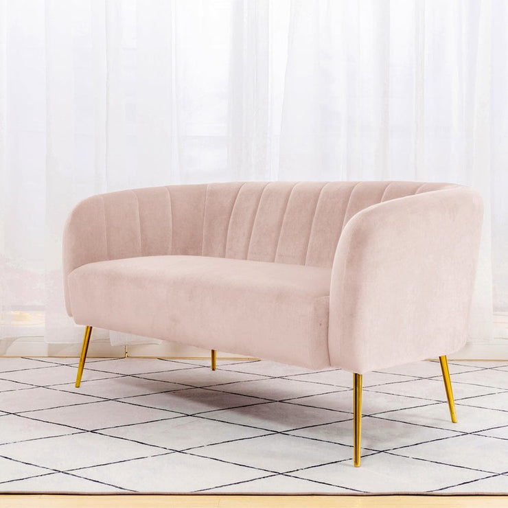 Russell Velvet Two Seater Sofa In Pink