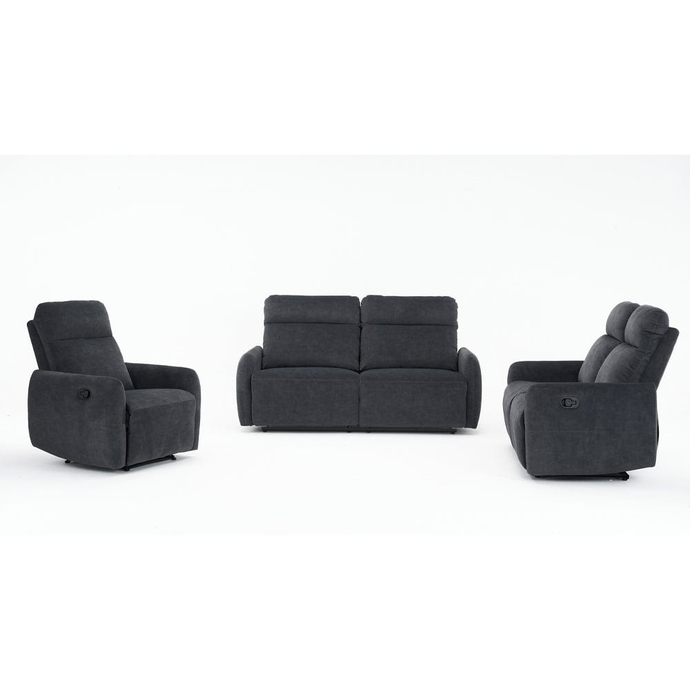 Elvie Grey Velvet Manual Recliner Sofa / Armchair