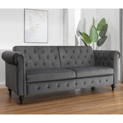 Toronto 3 Seater Chesterfield Style Velvet Sofa Bed In Grey