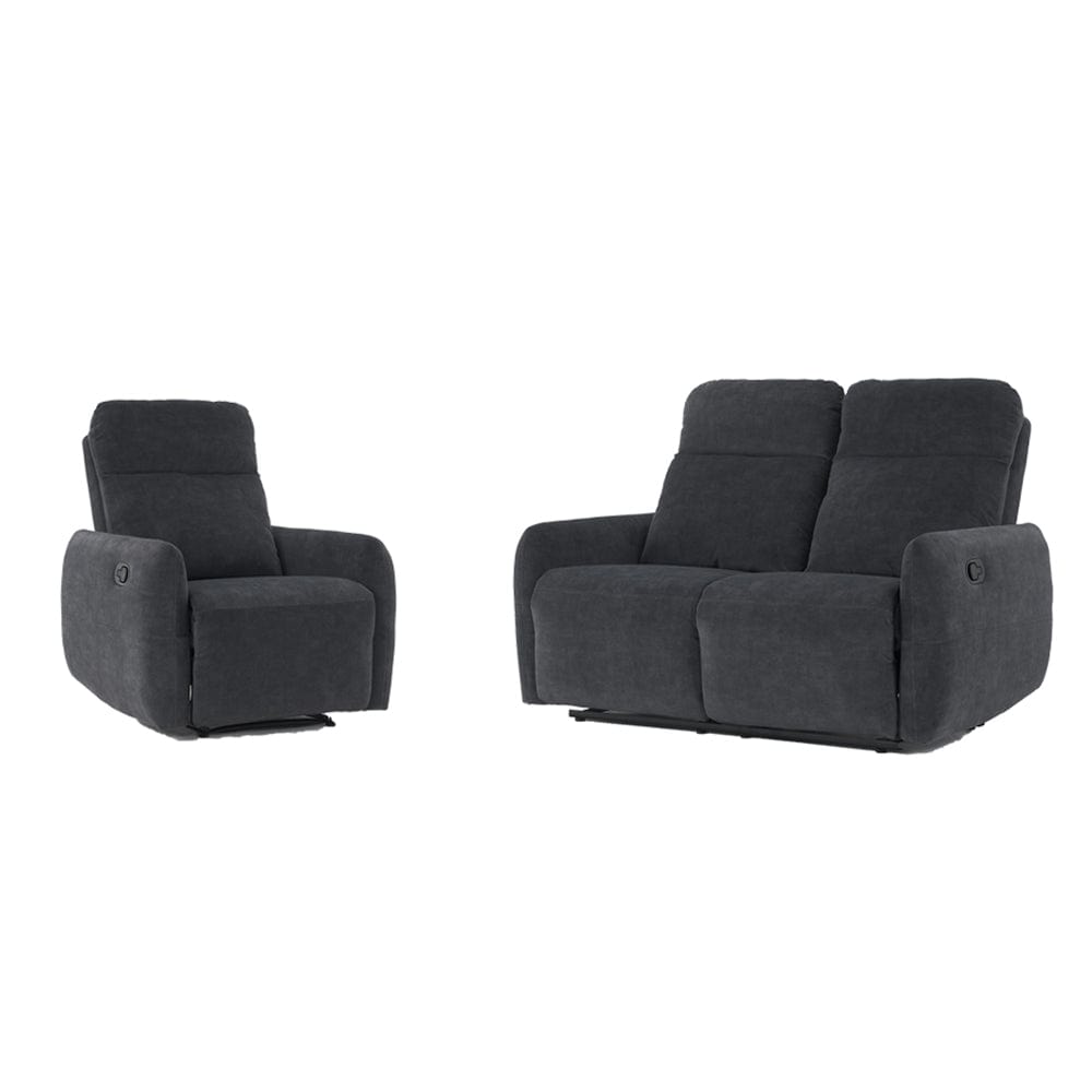 Elvie Grey Velvet Manual Recliner Sofa / Armchair