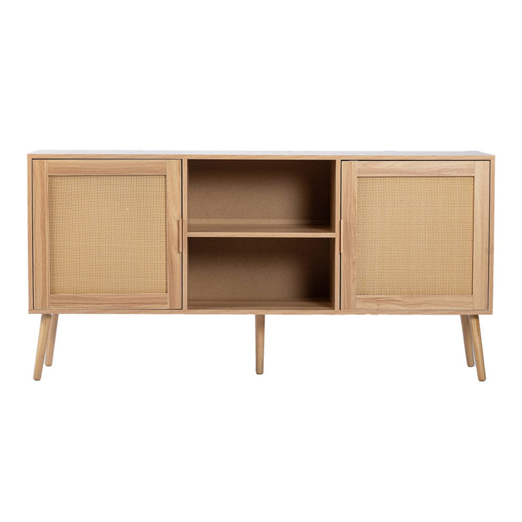 Retro Oak Rattan Sideboard Display Side Cabinet Tv Stand