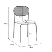 Set Of 2 Boho Velvet Dining Chair With Rattan Backrest