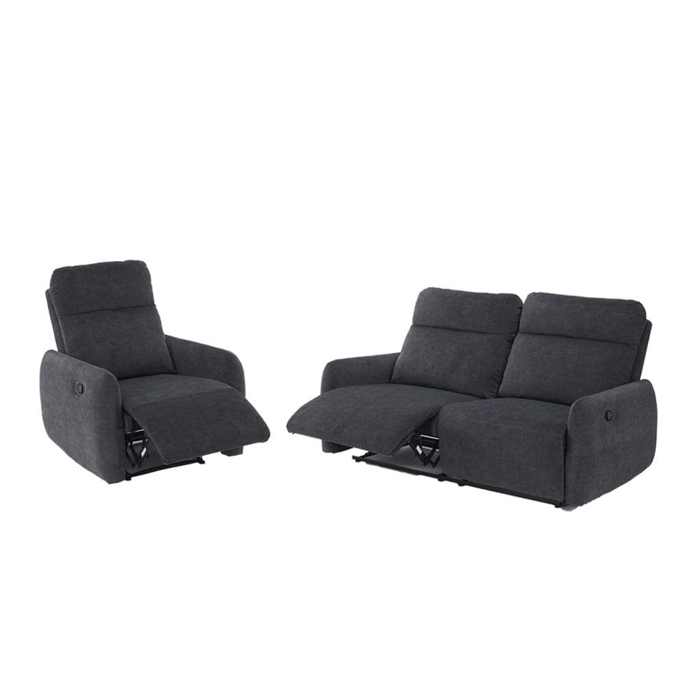 Elvie Grey Velvet Manual Recliner Sofa / Armchair