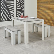 Orsa Rectangle Concrete Effect Dining Table Set with 2 Benches