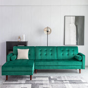 Avery Chaise End Velvet Corner Sofa In Green