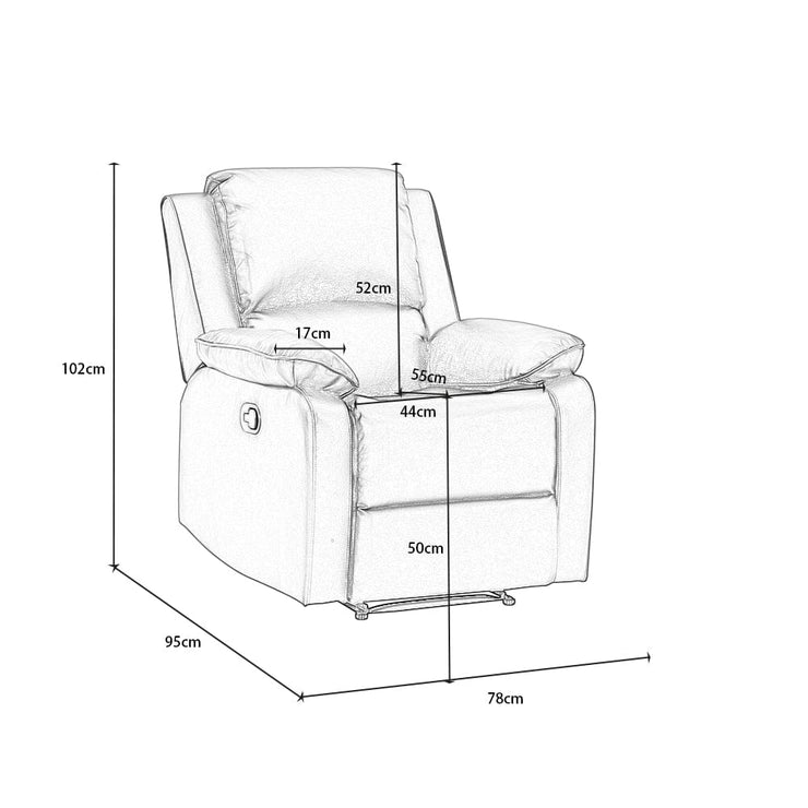 Recliner Leictreach Palermo 3+1 Tacar Tolg Leathar Liath