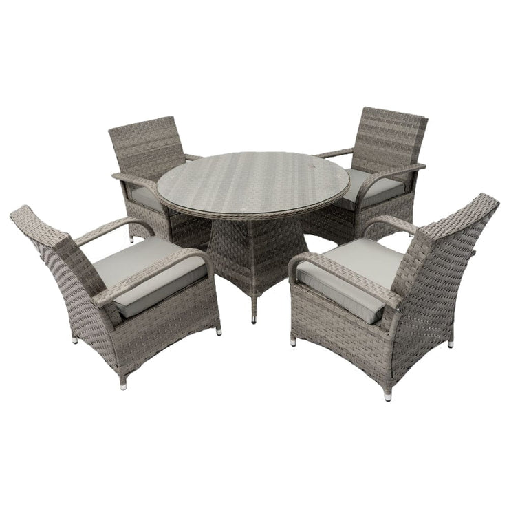 Aura 4 Seater Round Dining Table Set Rattan Garden Set with Raincover and Lazy Susan