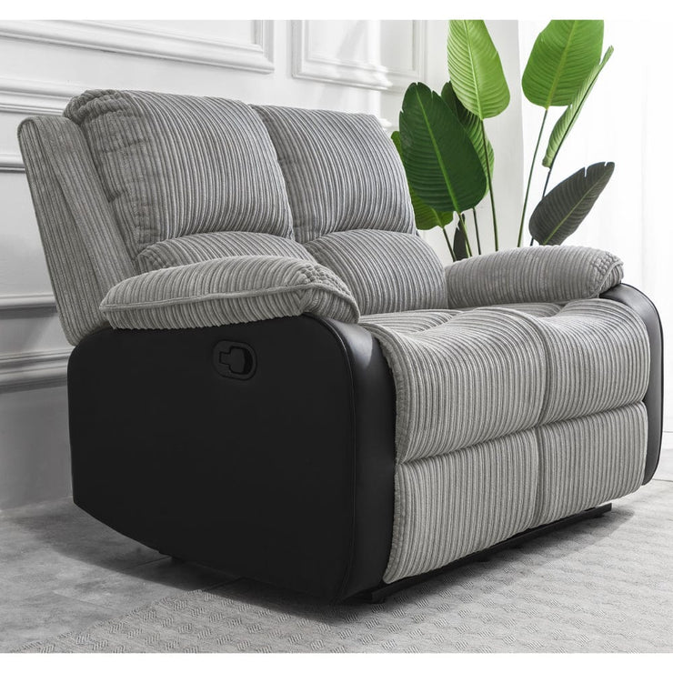 Boston Grey Plush Fabric 2 Seater Recliner