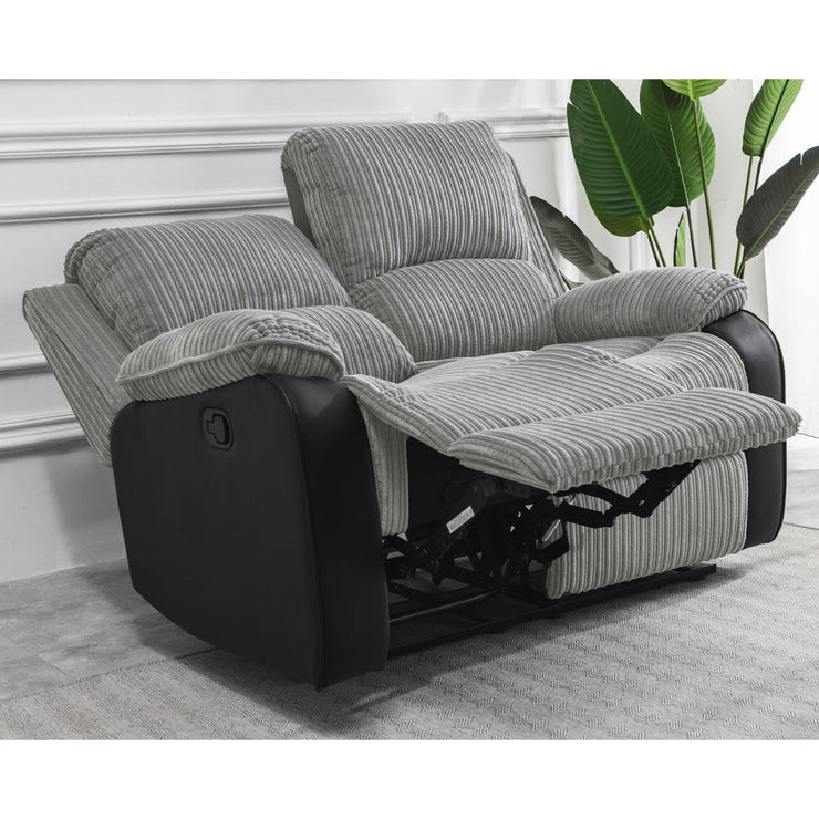 Boston Grey Plush Fabric 2 Seater Recliner