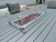 Berlin Outdoor Garden Aluminium 8 Seater Sofa Fire Pit Rising Table Set
