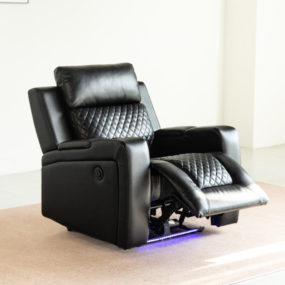 Black PU Leather Electric Recliner Functional 2 Seater Sofa/3 Seater Sofa / Armchair Set