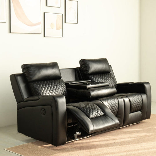 Black PU Leather Electric Recliner Functional 2 Seater Sofa/3 Seater Sofa / Armchair Set