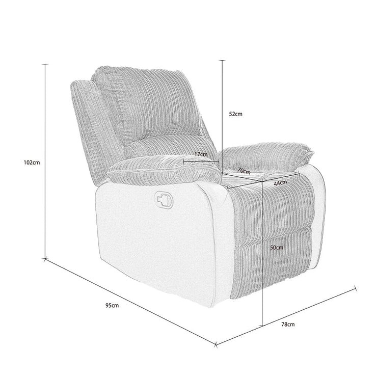 Boston 3+1+1 Grey Plush Fabric Manual/Electric Recliner Sofa Set