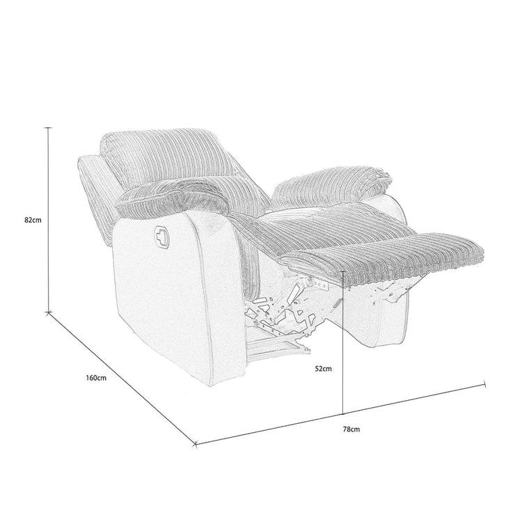 Boston 3+1+1 Grey Plush Fabric Manual/Electric Recliner Sofa Set