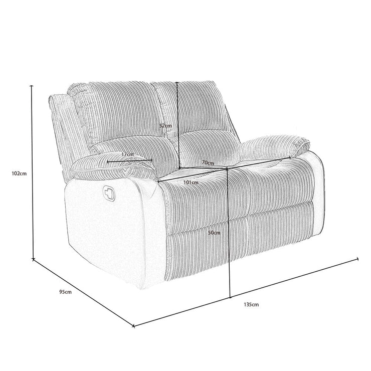 Boston 2+1+1 Grey Plush Fabric Manual Recliner Sofa Set