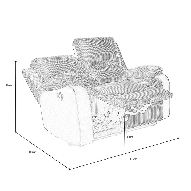 Boston 2+1+1 Grey Plush Fabric Manual/Electric Recliner Sofa Set