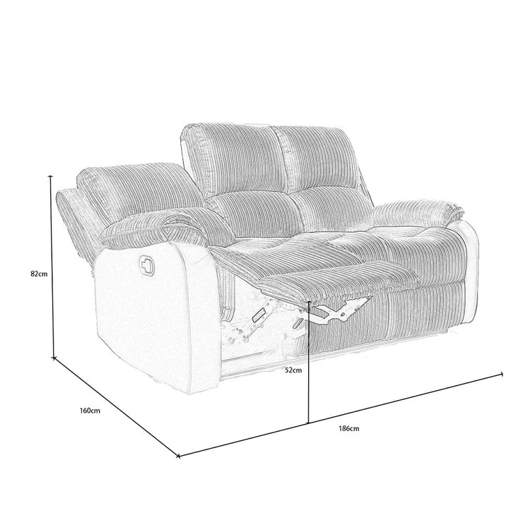 Boston 3+1+1 Grey Plush Fabric Manual/Electric Recliner Sofa Set