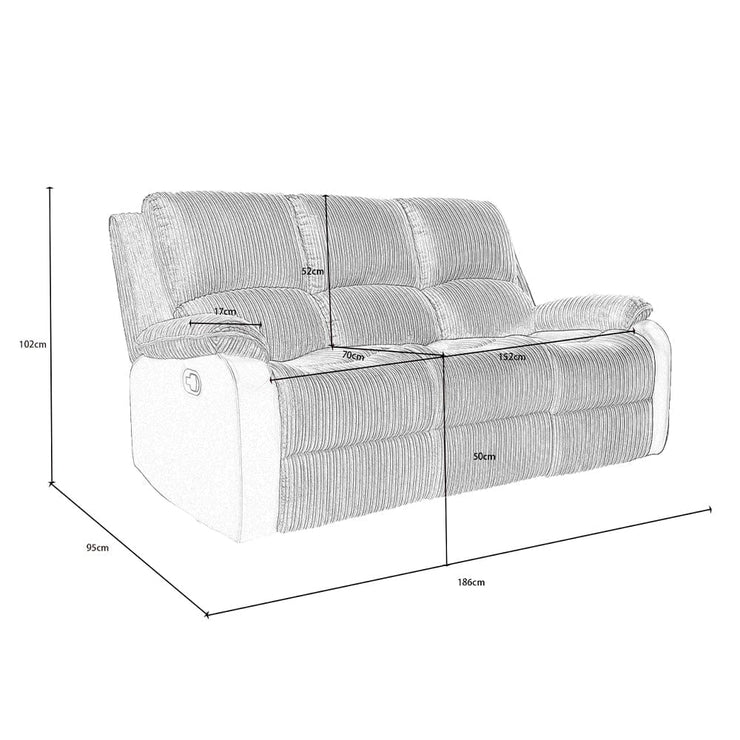 Boston 3+1+1 Grey Plush Fabric Manual/Electric Recliner Sofa Set