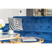 Avery Chaise End Velvet Corner Sofa In Blue