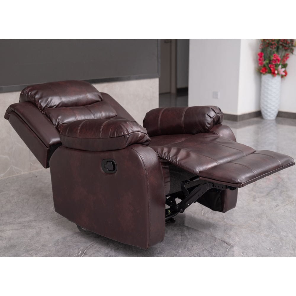 PU Leather Brown Manual Recliner 2 Seater Sofa / Armchair Set