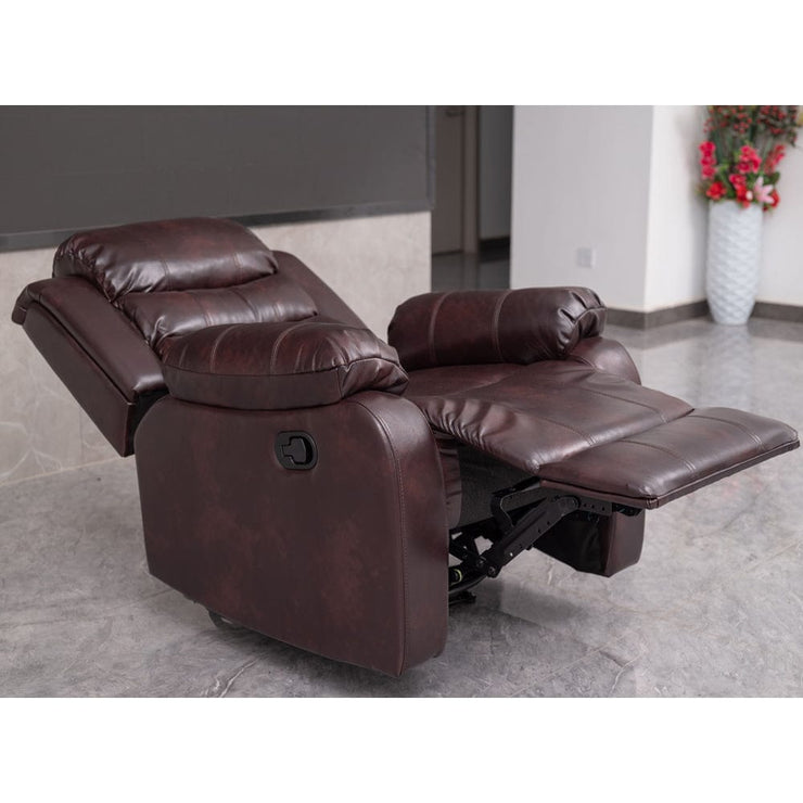 PU Leather Brown Manual Recliner 2 Seater Sofa / Armchair Set