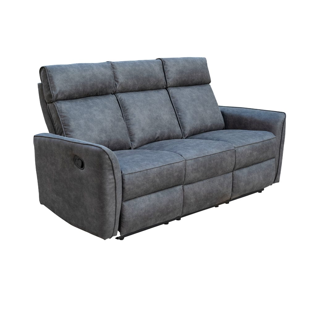 Leathaire Grey Manual Recliner Sofa / Armchair Set