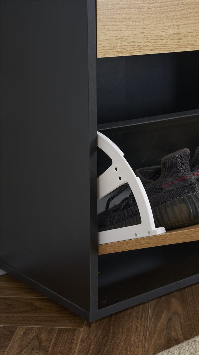 Heritage Black+Oak Shoe Storage Cabinet Shoe Rack Organizer With Drawer