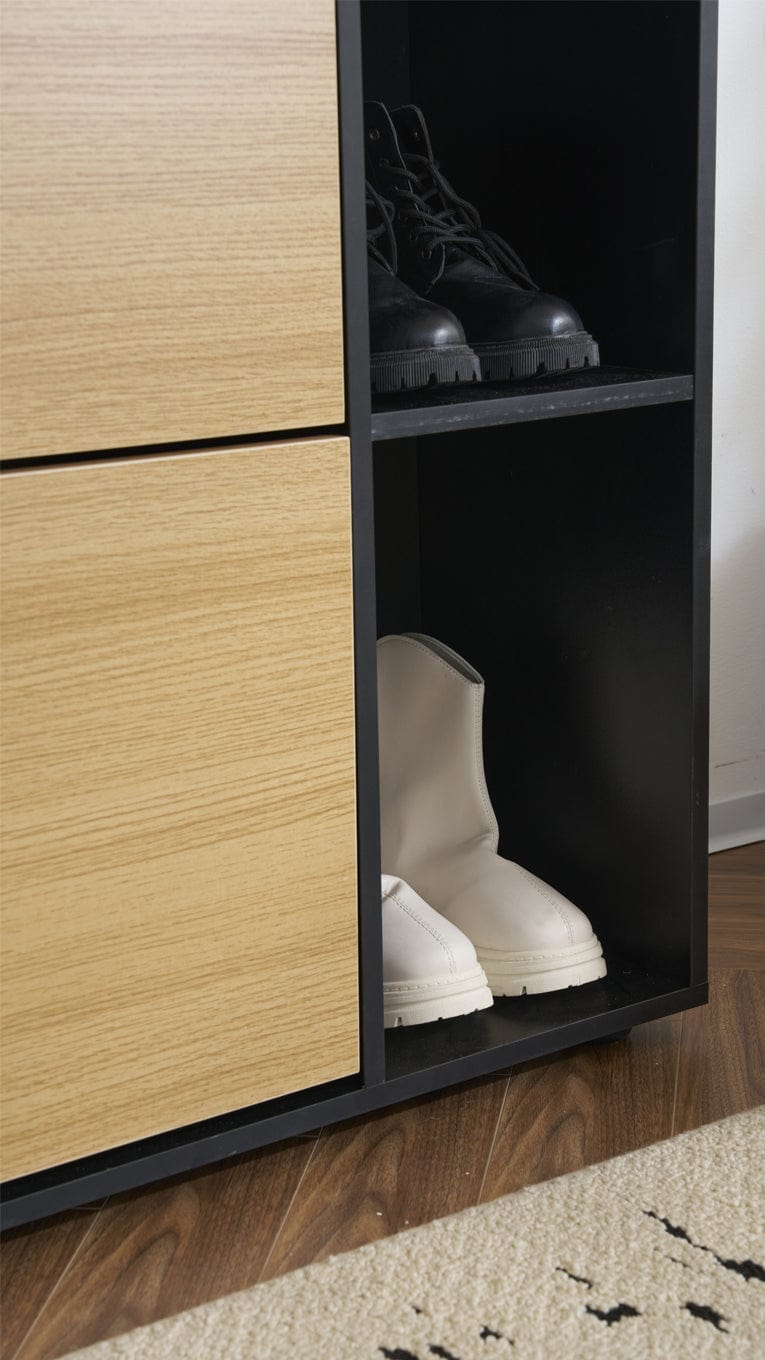 Heritage Black+Oak Shoe Storage Cabinet Shoe Rack Organizer With Drawer