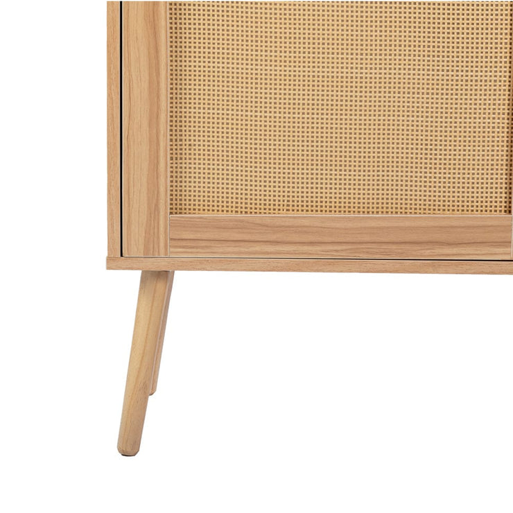 Retro Oak Rattan Sideboard Display Side Cabinet Tv Stand