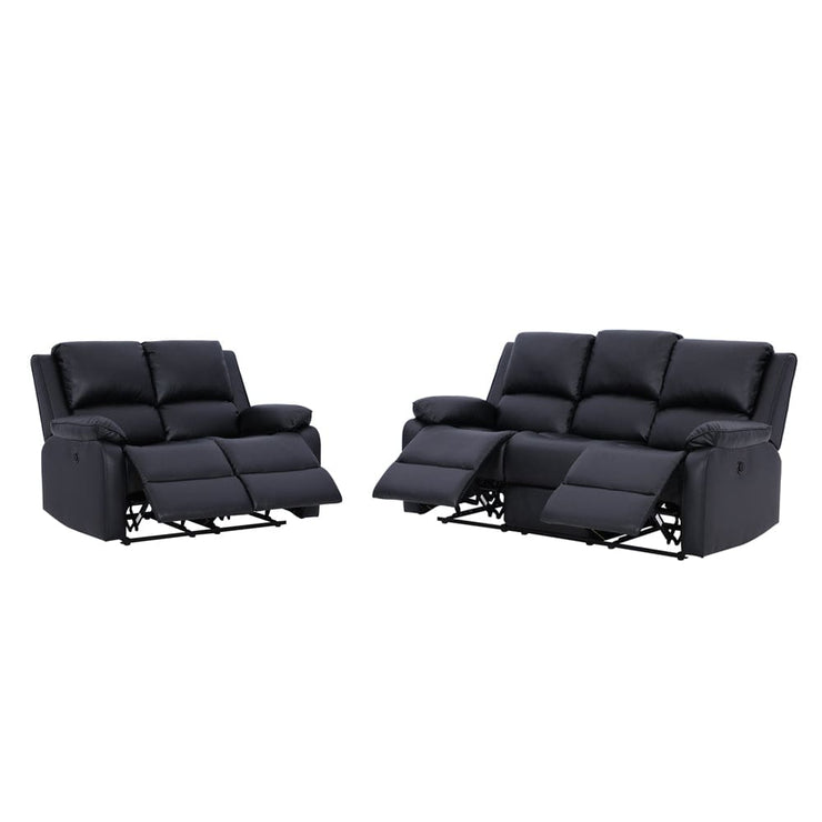 Palermo 3+2 Black Leather Electric Or Manual Recliner Sofa Set