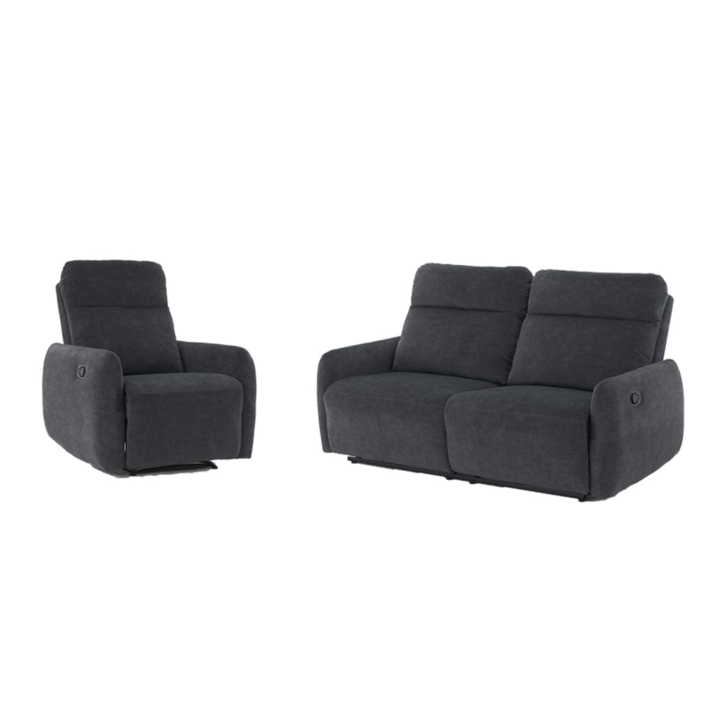 Elvie Grey Velvet Manual Recliner Sofa / Armchair