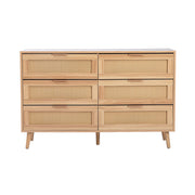 Retro Oak Rattan Chest of Drawer Sideboard Side Cabinet