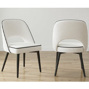 Set Of 2 Amore Boucle Dining Chair In White Teddy Fabric