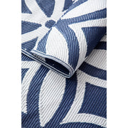 Summerfushion Outdoor Garden Waterproof Reversible Rug in Blue and White