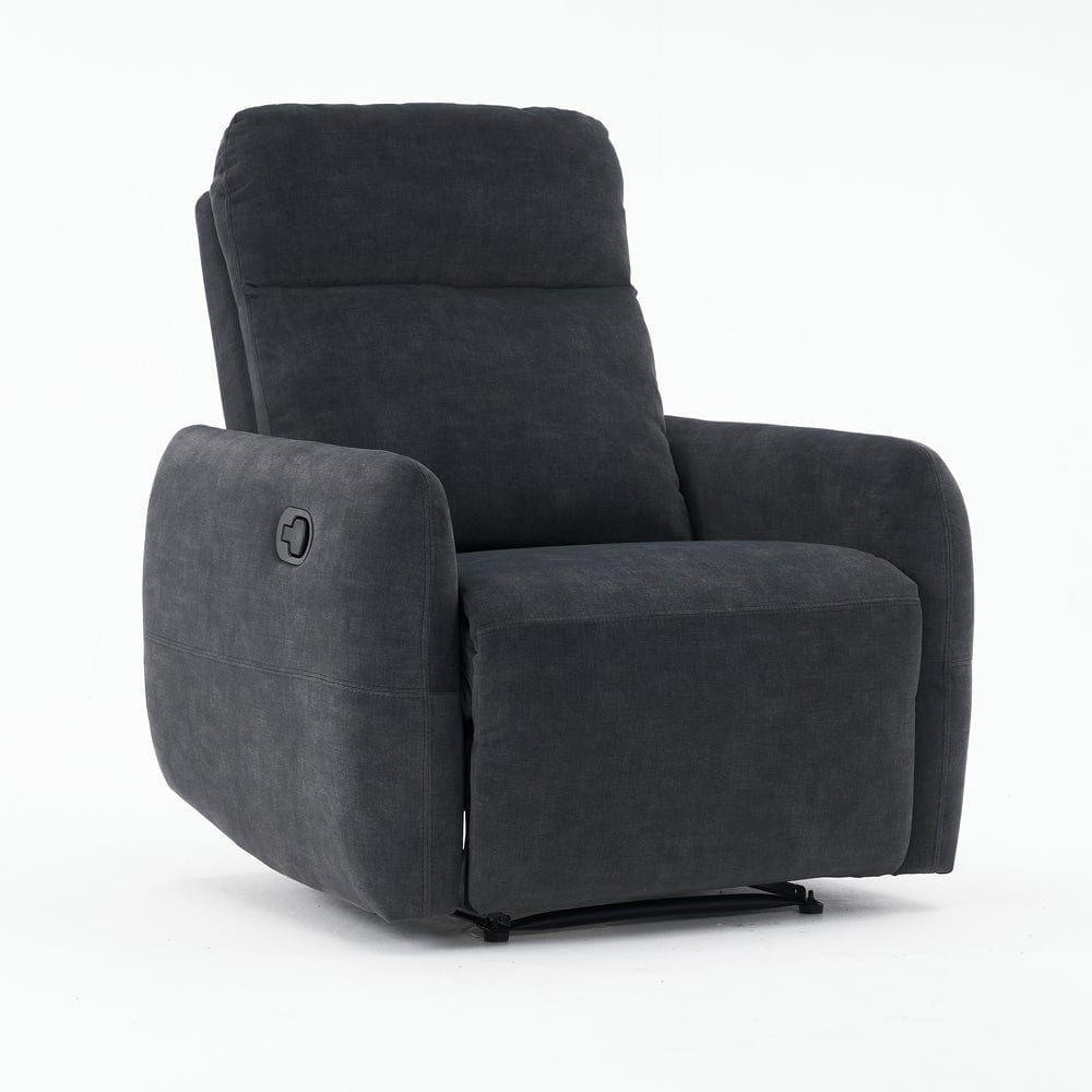 Elvie Grey Velvet Manual Recliner Sofa / Armchair