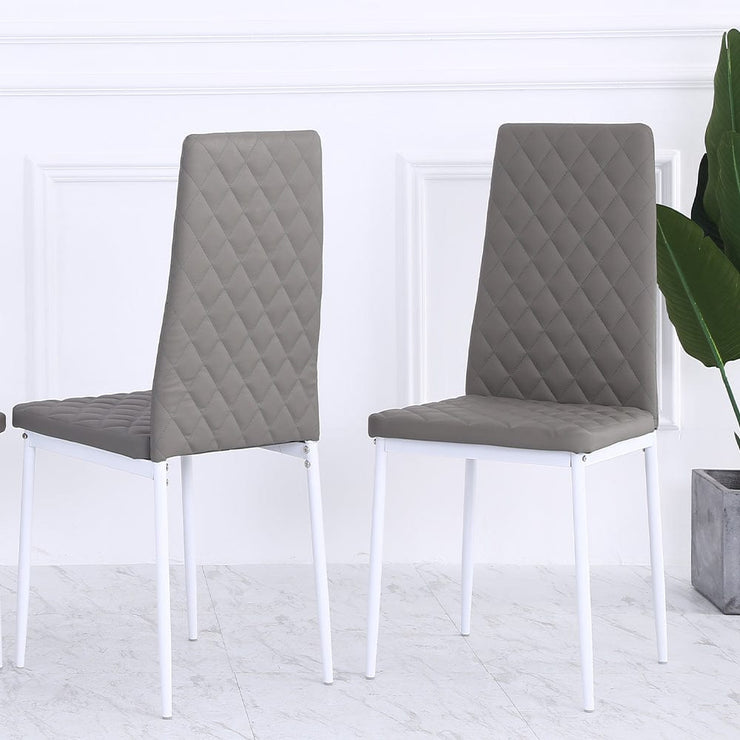 Set Of 4 Orsa Faux Leather Dining Chairs With Powder Coating Legs In Grey