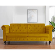 Toronto 3 Seater Chesterfield Style Velvet Sofa Bed In Mustard