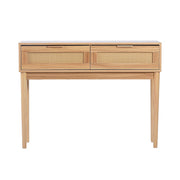 Retro Oak Rattan 2 Drawers Sideboard Side Table Console Table