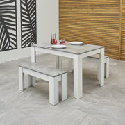 Orsa Rectangle Concrete Effect Dining Table Set with 2 Benchs
