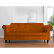 Toronto 3 Seater Chesterfield Style Velvet Sofa Bed In Orange