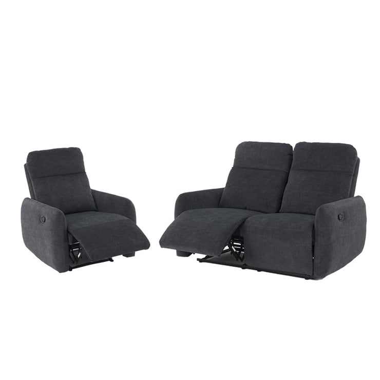 Elvie Grey Velvet Manual Recliner Sofa / Armchair