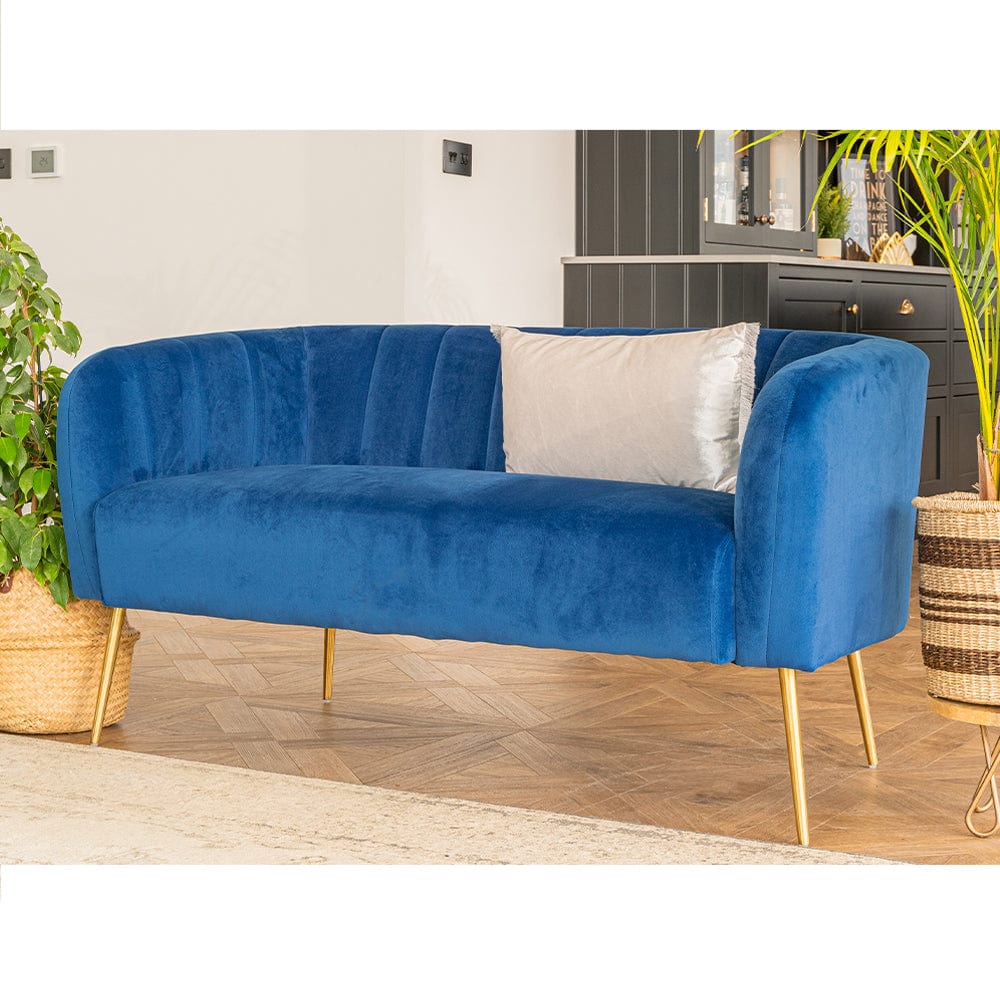 Russell Velvet Two Seater Sofa In Blue Furniture Maxi