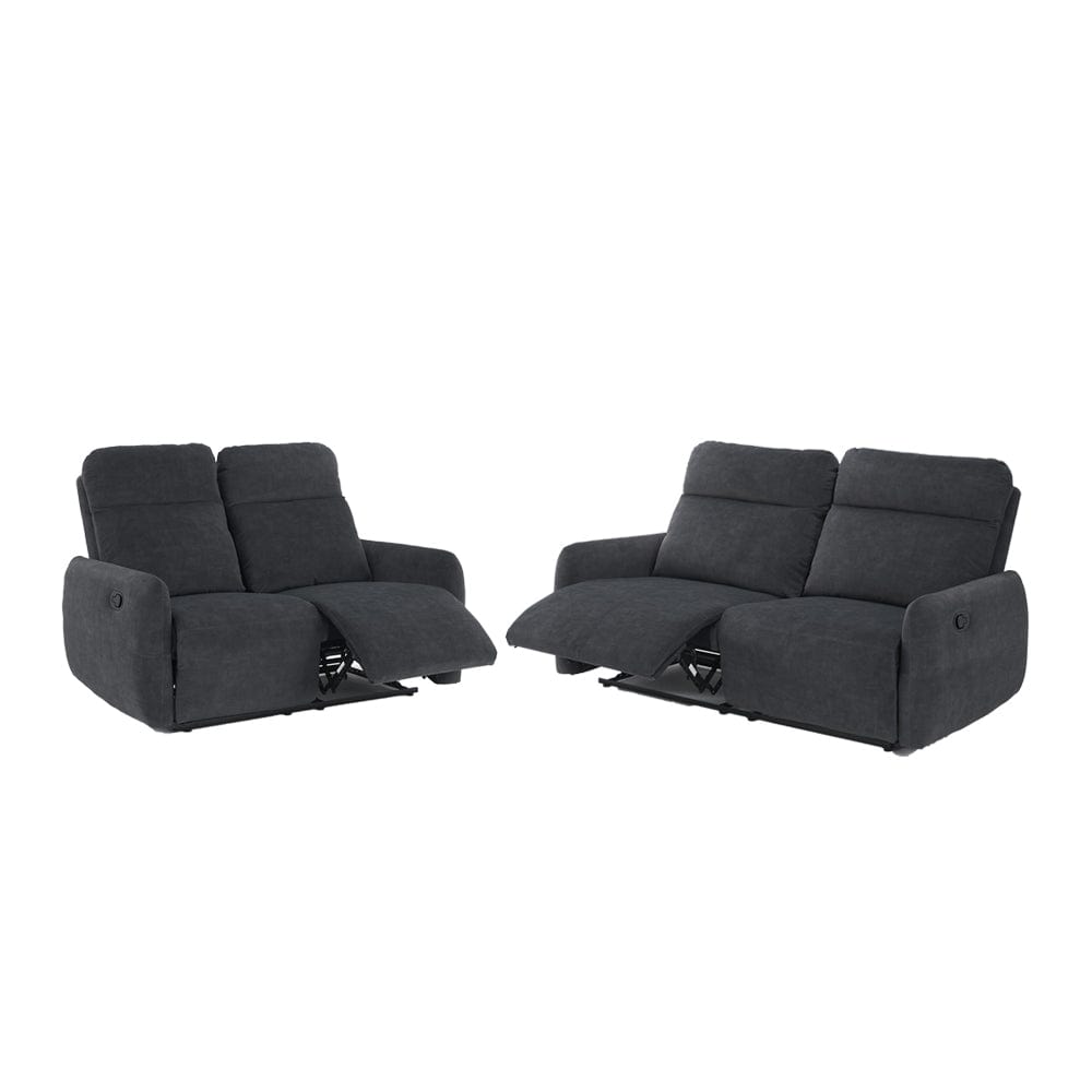Elvie Grey Velvet Manual Recliner Sofa / Armchair