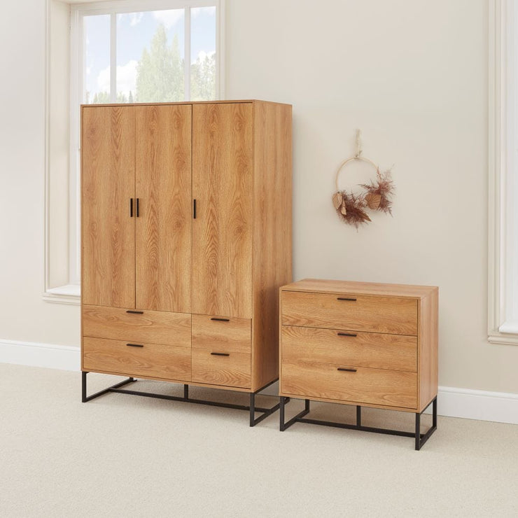 Belluno Industrial Style 2 Piece Bedroom Set With Wardrobe And Chest