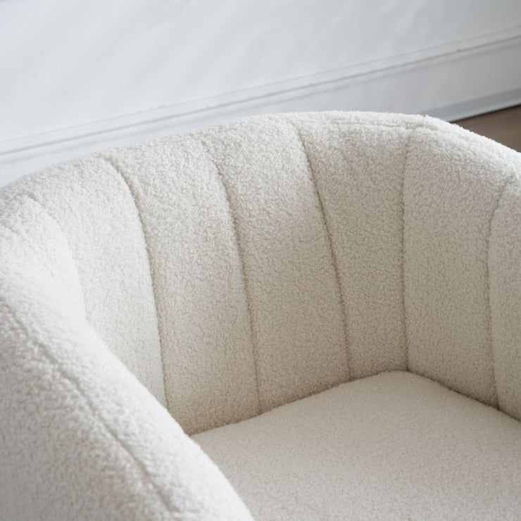 Russell Boucle Armchair In White Teddy Fabric