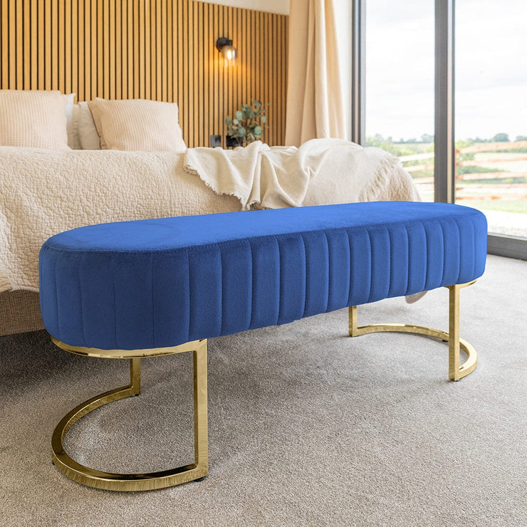 Russell Velvet Bench with Chroming Legs