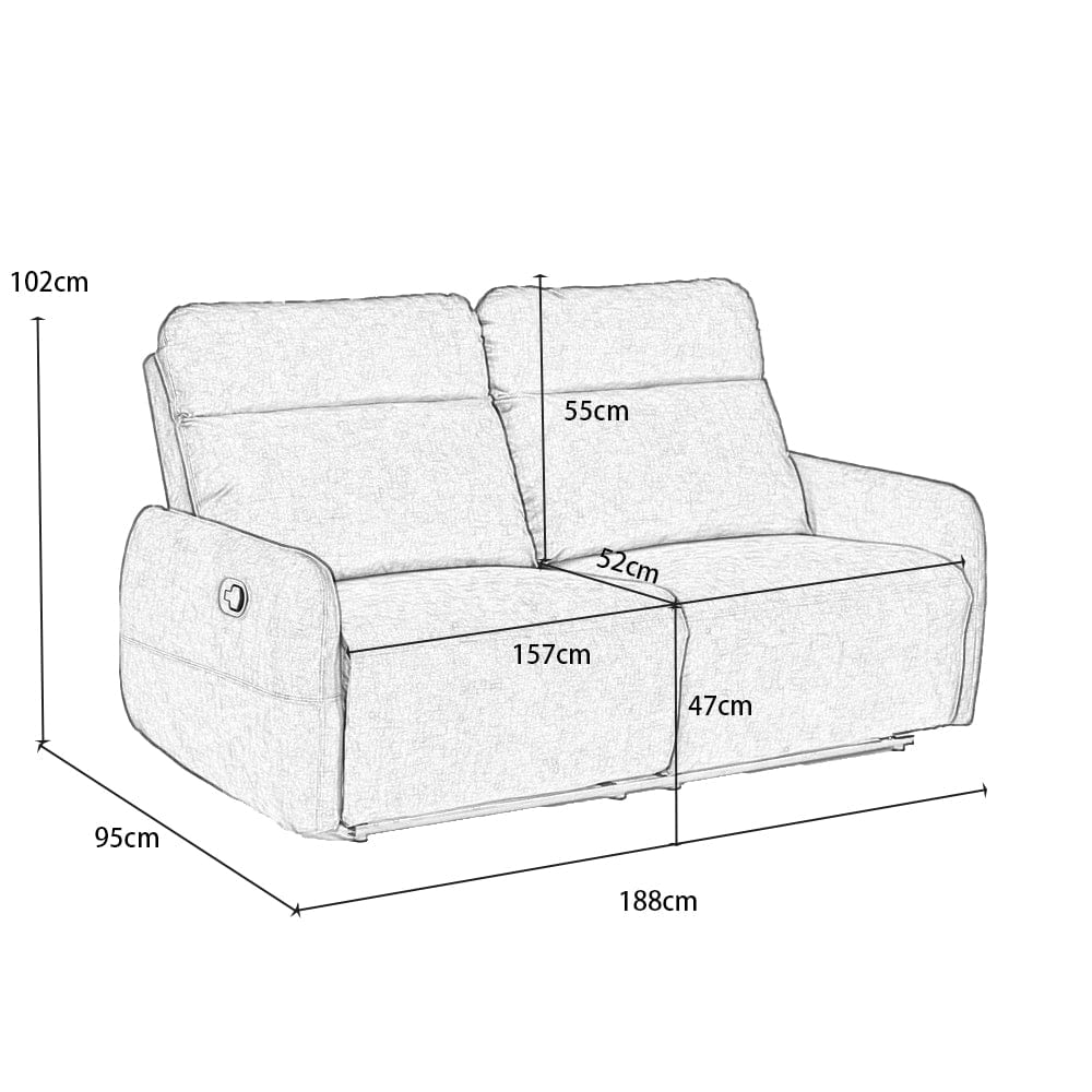 Elvie Grey Velvet Manual Recliner Sofa / Armchair