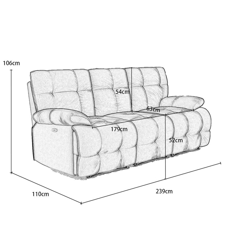 Sleek Velvet 3 Seater Recliner Sofa Manual Or Electric Option