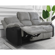 Boston Grey Plush Fabric 3 Seater Recliner