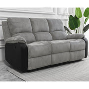 Boston Grey Plush Fabric 3 Seater Recliner